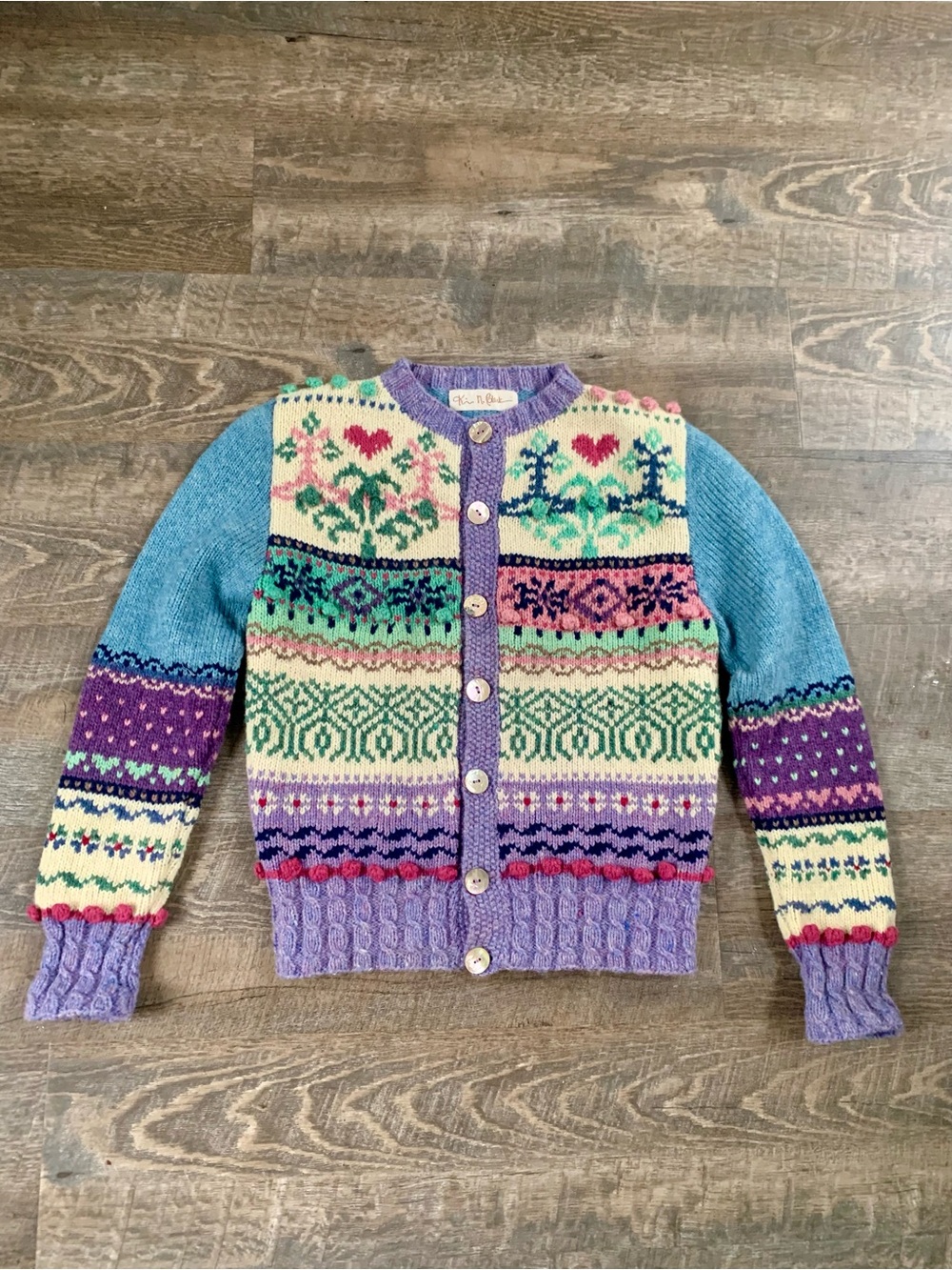 Northern Isles Eclectic Grandpa Grannycore Fair Isle Knit Button-Up Sweater